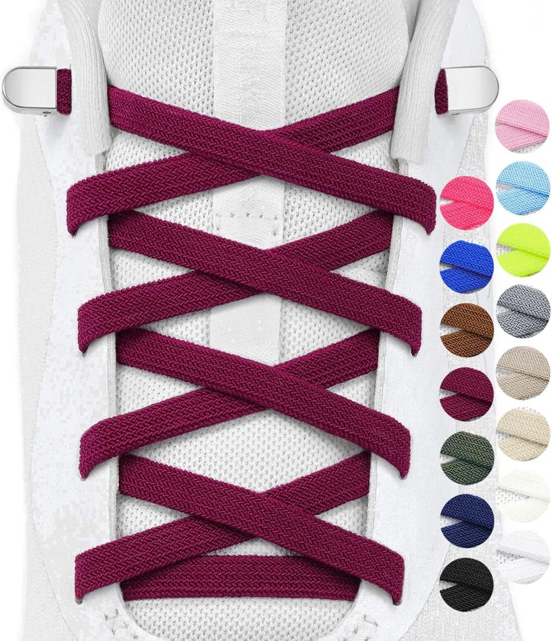 Stepace 2 Pairs Elastic No Tie Shoe Laces for Kids and Adults Sneakers, Stretch Flat Tieless Shoestrings - Image 1